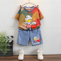 Ultraman Boys Clothes Childrens Summer Cotton Short Sleeve Suit Baby Summer Clothing 2023 New Fashion Childrens Clothing