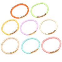 【CW】∈  Boho 5mm Homochromy Polymer Clay Heishi Beads Stretch Pink Beach Jewelry