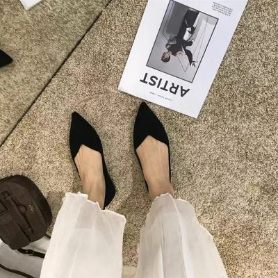 LANCESHOES Kasut Perempuan Pointed Toe Flat Shoes Shallow Mouth Slimming Flat Shoes V-mouth Soft Sole Comfortable Work Shoes
