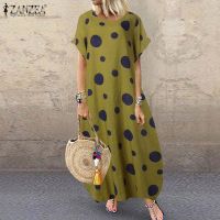 jkk 2023 Dot Print Short Sleeve Baggy Vestido Robe Beach Sundress Kaftan