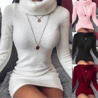 【Ladies shop】ฤดูใบไม้ร่วงเสื้อหลวมถัก Pullovers SweaterKnitted ชุดคอเต่าแขนยาว SweaterWomen