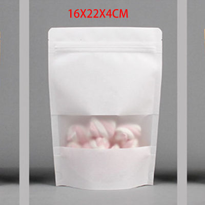 Matte Window Thick Black Kraft Paper Pouch Zipper Lock Bag Tea Candy Food with Transparent Display Window Standing Packaging bag