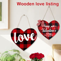 Non-Burr Heart Shaped Wreath Sign Decorative Love Front Door Decor Heart Door Hanging Sign Wooden Love Front Door Decor Love Door Decoration Red And Black Plaid Wall Plaque Wooden Heart Door Hanging Sign