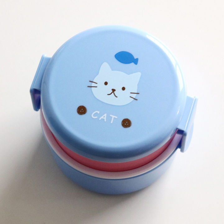 pheebss-540มล-กล่องอาหารกลางวันญี่ปุ่นสองชั้นกลมมินิกล่องใส่อาหารของเด็กกล่องใส่ผลไม้
