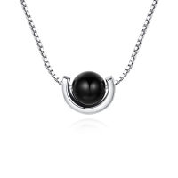 Planet Guardian Ball 925 Sterling Silver Pendants Necklaces Chain with Onyx Stone