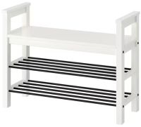 เฮมเนส ชั้นวางรองเท้าพร้อมที่นั่ง , ขาว, 85x32x65 ซม. (HEMNES Bench with shoe storage, white, 85x32x65 cm)