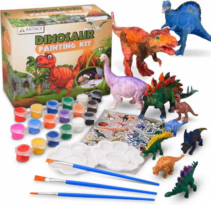 ARTMIX Dinosaur Painting Kit Full Set, Heavy Duty Fun, Won’t Run Out