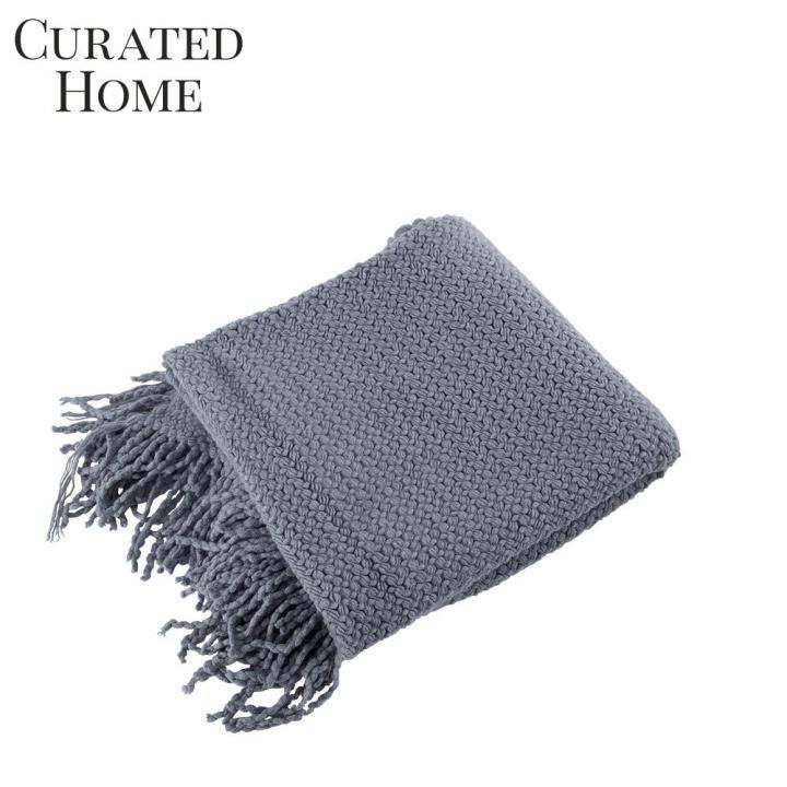 Curated Home Your New Province Blue Gray Throw Blanket Lazada PH