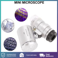 60X Handheld Magnifying Glass Mini Pocket Microscope Loupe UV Currency Detector Jeweler Magnifier With LED Light