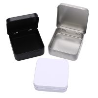Mini Metal Tins Container Square Hinged Flip Storage Tin Box Small Kit Case Jewelry Coin Candy Condom Organizer Portable Storage Boxes