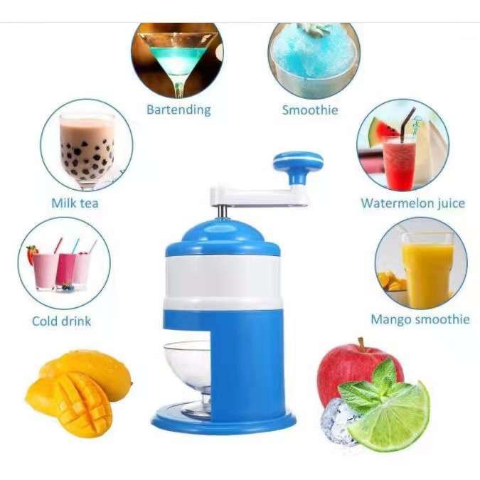Manual Hand Crank Operated Ice Breaker with Stainless Steel Blades for Fast Crushing Ezcpigei Home Mini Shaved Ice Maker 