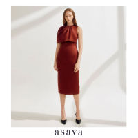 [asava ss23] Orianna Ruched Dress เดรสผู้หญิง  ไหล่เดียว แต่งรูดด้านหน้า คอกลม ผ่าหลัง ซิปหลัง