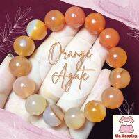 สร้อยข้อมือหิน อาเกตสีส้ม  Orange Agate กำไลหินนำโชค กำไลหินมงคล สร้อยข้อมือหินนำโชค หินแท้ 100% ขนาด 14 มิล