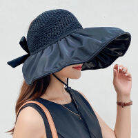 Fashion Bucket Hats Women Beach All-match Ladies Big Brim Hat Lovely Elegant Bow Female Koreans Style Leisure Sun Protection Cap