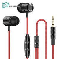 BigHouse Metal In-ear Headphones Nylon Braided Line Bass Music Earbuds With Microphone Wire-controlled Game Headset