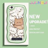 Jjlingji เคส6A สำหรับ Xiaomi Redmi 4A 5A เคสเต็มจอลายหมีน่ารักขอบเป็นคลื่นเคสมือถือกันกระแทกแบบใสนิ่มที่โปร่งใสลายกล้องถ่ายรูปความคิดสร้างสรรค์เคสซิลิกาเจลฝาครอบป้องกัน