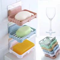 Bathroom Accessories Soaps Dishes Shower Soap Holder Wall Mount Drain Soap Dish Box Plastic Sponge Soaps Tray Kitchen Organizer