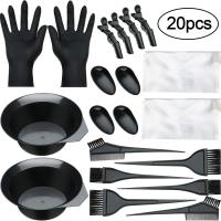 20 Pieces Hair Dye Brush and Bowl Set, Hair Dye Coloring Kit, Hair Tinting Bowl, Dye Brush, Ear Cover, Gloves Dye Brush,