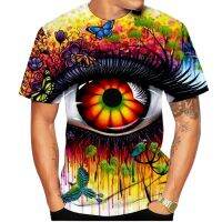 2023 Customized Fashion Mens Casual Short-sleeved T-shirt 3d Eye Painting Graphic Print Round Collar Plus  T-shirts Cute Funny Blouse 6xl，Contact the seller for personalized customization