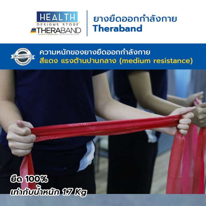 ยางยืดออกกำลังกาย-theraband-ผลิตจากยางธรรมชาติ-ยืดหยุ่นและทนทานสูง-ใช้เป็นแรงต้านสำหรับการออกกำลังกาย-เพื่อเพิ่มความแข็งแรงของกล้ามเนือ