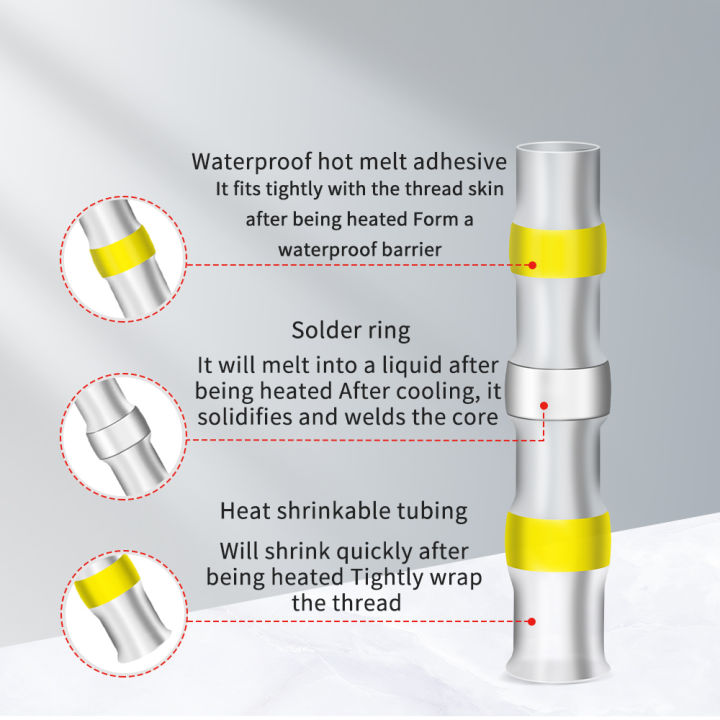 luxianiz-40pcs-solder-seal-wire-heat-shrink-butt-connectors-กันน้ำไฟฟ้าสายไฟขั้วต่อฉนวนบัดกรี-connector-iewo9238