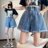 FairyTaill กางเกง M-6XL ผู้หญิง,40-115กก. Celana Pendek Denim สั้นของผู้หญิงเอวสูงยางยืดสีพื้นเรียบตรงกับทุกชุดสำหรับฤดูร้อน201J138ขนาดพิเศษ