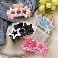 ฤดูร้อนหวานเย็น Y2K Five Point Star Hair Clip ผู้หญิง 2023 ใหม่ด้านหลังศีรษะปลาฉลามคลิปครึ่งผูกผม Headwear LMPM