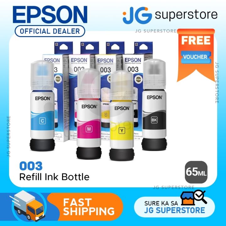 Epson 003 Ink Refill Bottle 65ml For Printer Ecotank L1110 L3110 L3150 L5190 Jg 0745
