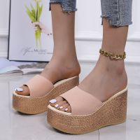 Candy Color Womens Wedge Slippers Summer New Fashion All-match Casual Platform High Heel Slippers for Women Outdoor Sandals