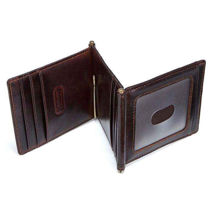 top-contacts-crazy-horse-cowhide-leather-rfid-money-clip-slim-card-wallet-trifold-male-cash-clamp-man-cash-holder-zip-coin-pocket