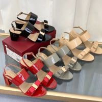 2023 new FG Four Colors Patent Leather Bow Chunky Sandals