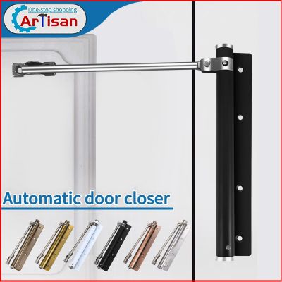 Simple Door Closer Automatic Closing Adjustable Aluminum Alloy Automatic Door Spring Closer Soft Close Silently Close The Doors