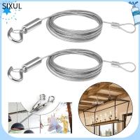 SIXUL 2PCS เหล็กไร้สนิม สายแขวนรูปภาพ พร้อมห่วงตะขอ ทนทานสำหรับงานหนัก กรอบไม้แขวน มัลติฟังก์ชั่ ปรับได้ปรับได้ เชือกสแตนเลสสตีล บ้านในบ้าน