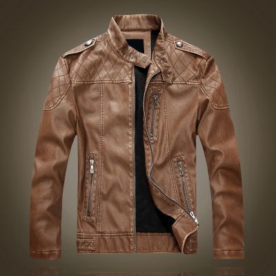 Factory direct sale cross-border popular style mens leather locomotive wash leather jacket clip pu mens coat