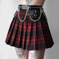 【CW】 Pleated Skirt Ladies New Contrast Color Uniform Waist Thin Ultra Short Splicing