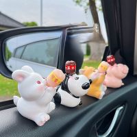 【CC】﹍☽♗  Atsafepro Happy Little Animals Car Ornaments Rear View Mirror Accessories Cartoon Dashboard Decorations