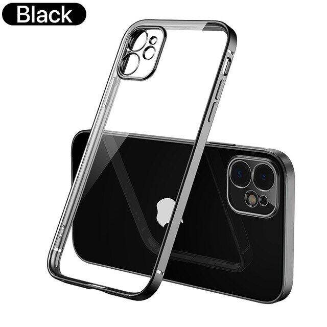 หรูหราชุบสแควร์กรอบกรณีใสสำหรับiphone-12-11-pro-max-iphone-x-xs-xr-7-8พลัสse-2020กรณีเคสโทรศัพท์อ่อนใสปกที่มีอยู่