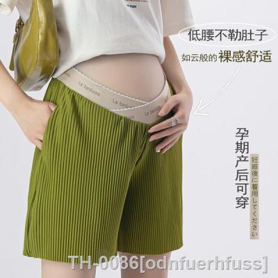 ☏❇☞ Shorts de maternidade plissados perna larga solto reto cintura baixa roupa barriga para grávidas casual verão 557 2023