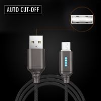 สายชาร์จที่ชาร์จ USB ไนลอนตัดอัตโนมัติสายสายซิงค์ข้อมูลสายชาร์จเร็วป้องกันความปลอดภัยใน2A AHUF0ตัดการเชื่อมต่ออัตโนมัติ