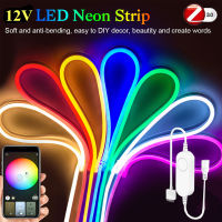 12V Neon RGB LED Strip Zigbee 3.0 Smart Control Dimmable Backlight Solf Tape Lamp Room Cabinet Light Tuya Zigbee for Alexa H-U-E