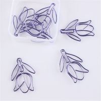 12pcs/box Shaped Student Album Office Stationery Clips Marking Diary Tulip Paper Purple