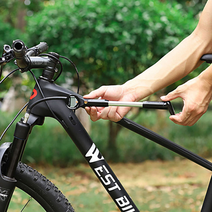 ยางจักรยานถนนภูเขาสายยาง320psi-สำหรับจักรยานเสือภูเขาอุปกรณ์ปั๊มลมจักรยานใช้งานในการขี่มอเตอร์ไซค์ตะวันตกปั๊มลมกันกระแทกแบบดิจิตอล