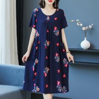 2023 New Arrival Summer Floral Dress Woman Loose O-neck Casual Short Sleeve Sundress Vintage Dresses for Women Clothing