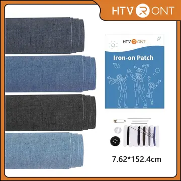 HTVRONT 4 Rolls 7.62*152.4cm Iron On Patches Denim Fabric Thin