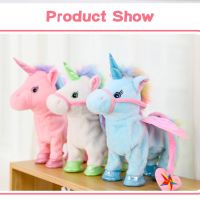 Unicorn Horse Cute Plush Robot Plush Unicorn Toys For Girls Kids Walk Talking Plush Electric With Music 35Cm Childrens Gift