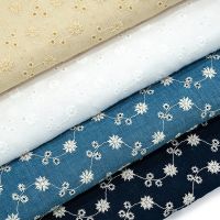 New skinfreidly 100 Cotton Cloth small flower full Embroidered Lace Fabric Handmade DIY Clothes Accessories Width 135cm 1Yard