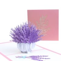✪【Kitchen best】3D Pop-Up Lavender Greeting Card for Birthday Mothers Day Wedding Party Anniversary with Envelope