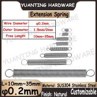 10ชิ้นสแตนเลส Sus304กระบอกสูบแบบตะขอสปริงแบบขดสปริงดึงขนาดเล็กเส้นผ่านศูนย์กลางลวดม้วน0.2มม.