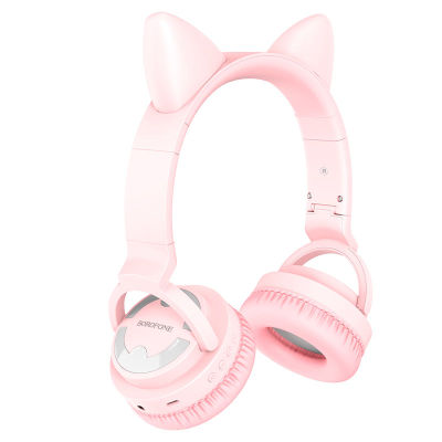 BOROFONE BO15 Cat ear BT Headphones หูฟังบลูทูธหูเเมว เสียงดี เเบตอึด ดีไซน์น่ารัก มีไฟLED ใส่สบาย ของเเท้!!
