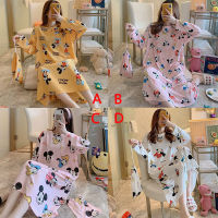 Pyjamas baju tidur womens Long Sleeve pyjamas Set Cartoon Printed Sleepwear Pajamas Nightwear